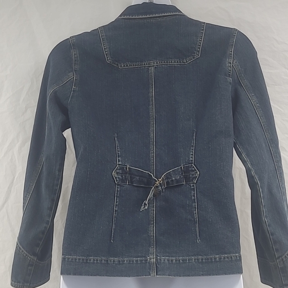 Denim Chore Jacket Workwear Utility Dark Wash Jean Coat Large Pockets Heritage - Picture 5 of 11